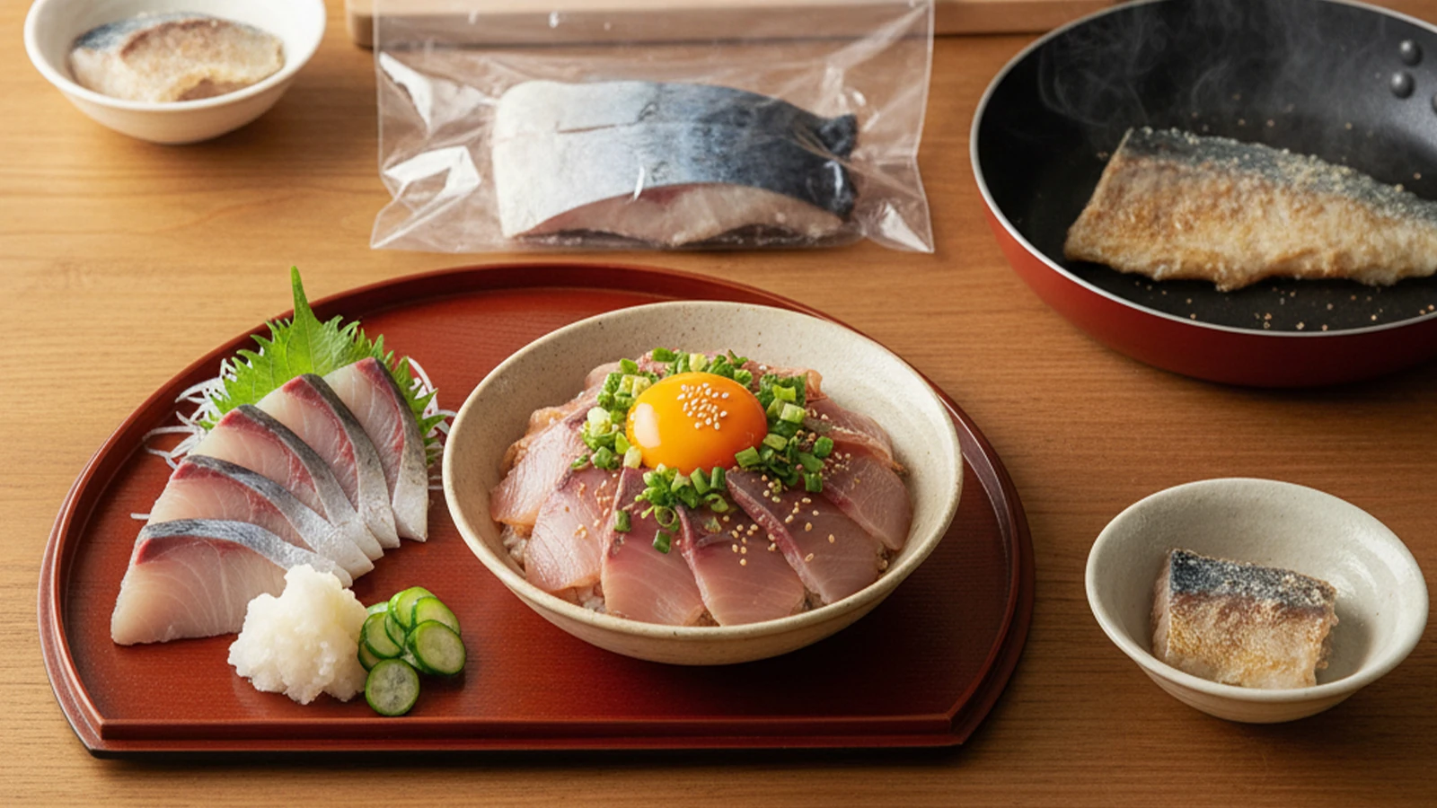 ブリの刺身と漬け丼