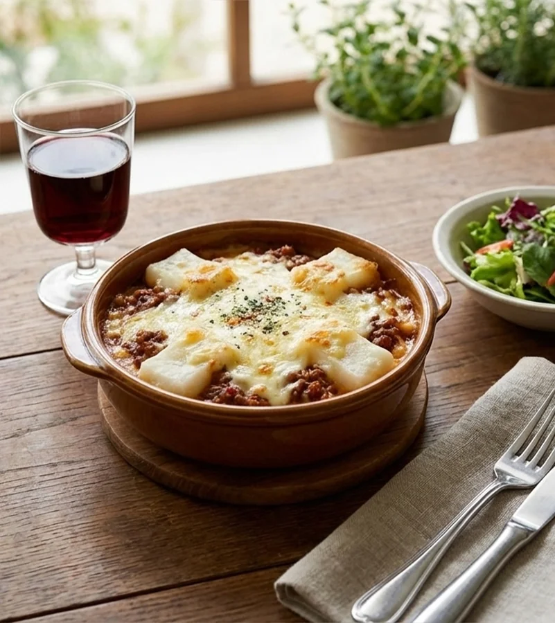 餅ミートソースラザニア風