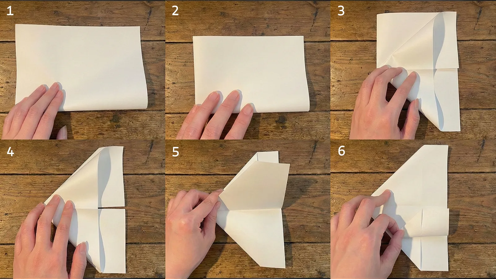 コピー用紙でゴミ箱を作っている様子